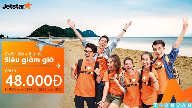 Chương trình khuyến mãi Cuối tuần + Thứ hai siêu giảm giá của Jetstar